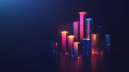 Obraz premium Futuristic Cityscape with Bright Neon Lights and Modern Buildings