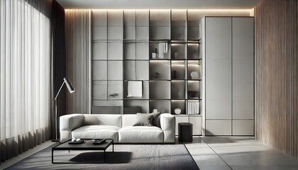 Fototapeta premium Neutral Minimalism: A Modern Living Space