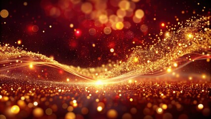 Golden particles moving through red liquid with a luminous, elegant feel , gold, particles, abstract, composition, red