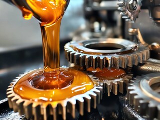 Oil Flowing Over Gears in Machinery