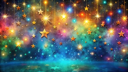 Obraz premium Starry night splash backdrop with vibrant colors and abstract design, Starry, night, splash, backdrop, vibrant, colors
