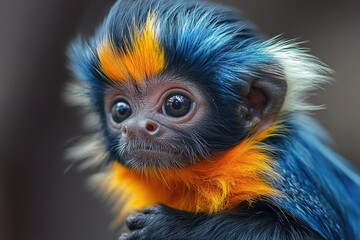 Fototapeta premium Portrait of a baby diana monkey showing its beautiful colors