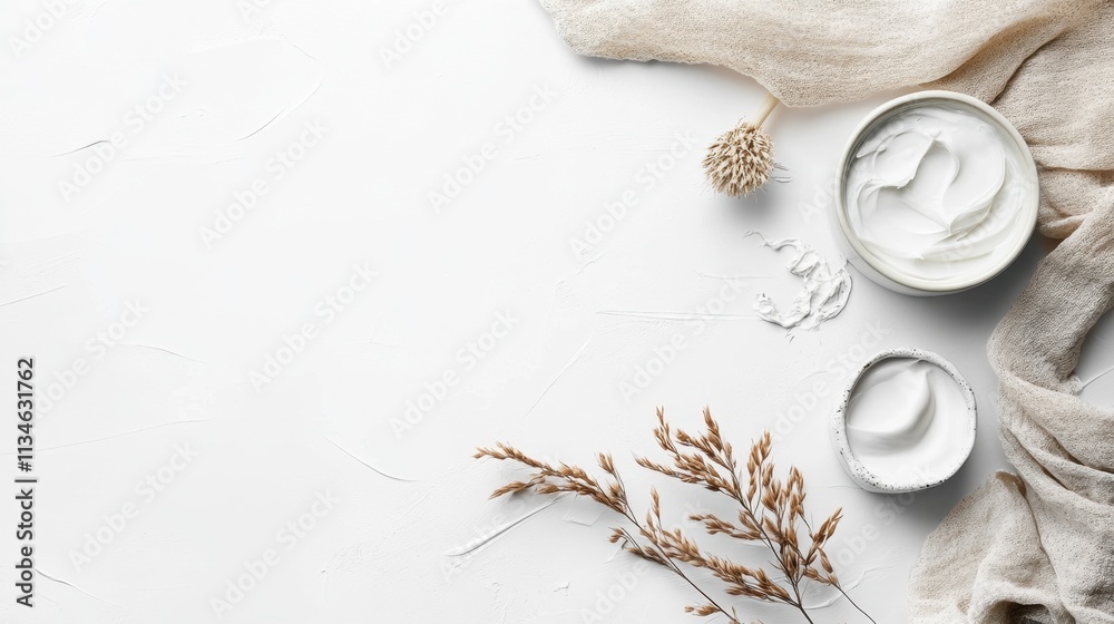 Poster A minimalist white background with subtle textures and ample copy space, ideal for showcasing products or adding text.