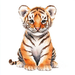 Fototapeta premium Cute baby tiger illustration with vibrant colors and minimal design