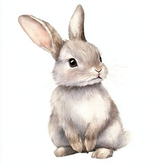 cute baby rabbit illustration in soft watercolor style, perfect for decor