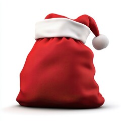 Festive red Santa sack on a white background