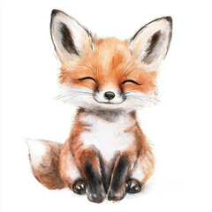 Cute baby fox illustration with joyful expression, perfect for decor
