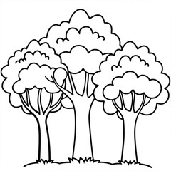 Enchanted Trees Line Art Illustration.