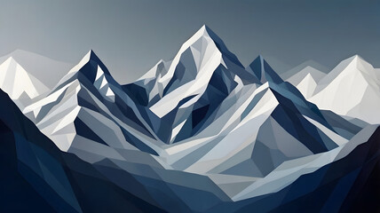 background with abstract, layered mountain-like peaks in corporate colors such as navy, white, and gray
