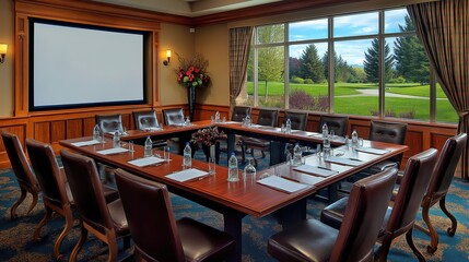 Fototapeta premium Corporate boardroom filled with serious executives discussing strategic plans. Focus on teamwork, decision-making, and corporate growth.