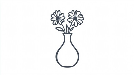 Elegant Flower Vase Outline Icon Vector Isolated on White Background