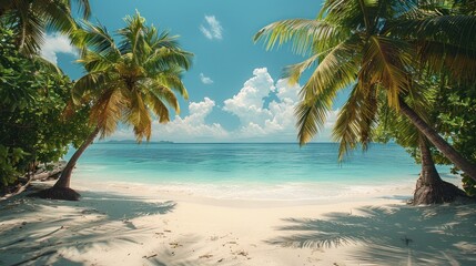 Obraz premium palm trees on the beach on a tropical island