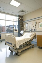 Empty Hospital Room With A Sterile Hospital Bed