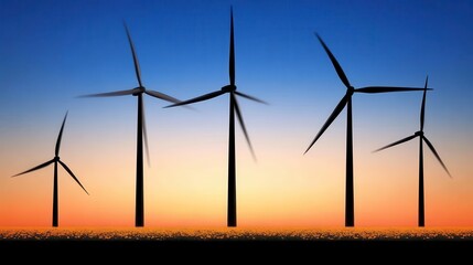 wind turbines silhouetted at sunset
