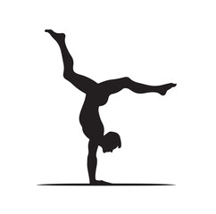 A man doing a handstand silhouette vector illustration