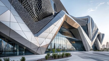 Futuristic Geometric Building Facade