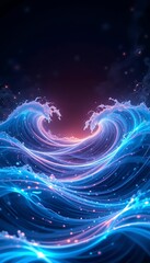 Fototapeta premium A glowing wave pattern resembling abstract ocean currents