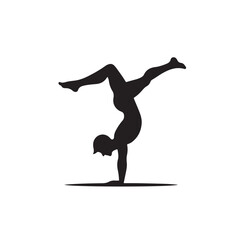 A man doing a handstand silhouette vector illustration