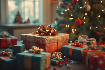Christmas Gift Boxes 3D Illustration