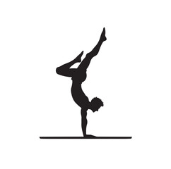 A man doing a handstand silhouette vector illustration