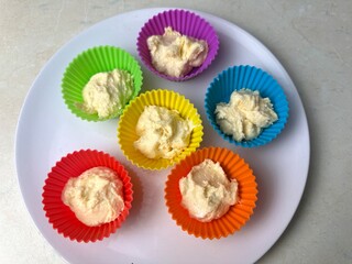 Silicone multi-colored cupcake molds