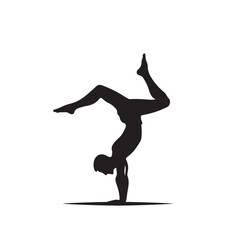 A man doing a handstand silhouette vector illustration