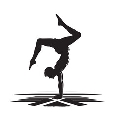 A man doing a handstand silhouette vector illustration