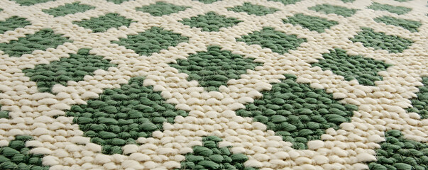 Green and White Woven Rug Texture