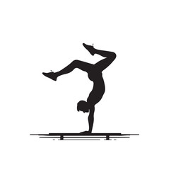 A man doing a handstand silhouette vector illustration