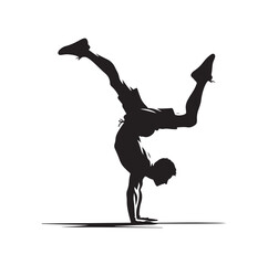 A man doing a handstand silhouette vector illustration