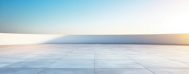 Minimalist Interior of a Concrete Courtyard Showcase Area