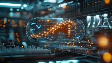 Innovative data visualization for biotech research in laboratory setting futuristic environment