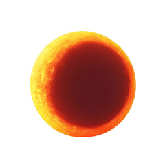 Fototapeta premium A glowing orange celestial body with a darkened area, resembling a lunar eclipse.