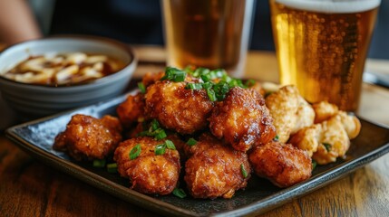 Asian Glazed Chicken Bites with Green Onions - Gourmet Food Photography