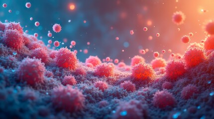 Fototapeta premium Colorful and Detailed Visualization of Skin Cells Renewing, Transitioning from Aging to Fresh in a Biological Cycle