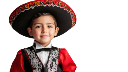 A Colorful Image of a Child Dressed in Traditional Mexican Mariachi Attire Perfect for Celebrating Cultural Events and Festivals.
