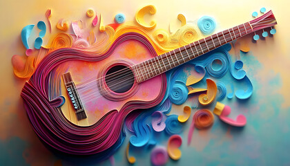 Fototapeta premium World music day background illustration. Generative AI.