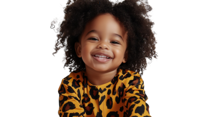 Adorable Child in Bold Animal Print Jumpsuit Perfect for Fashion Photography and Trendy Kids' Clothing Advertisements.