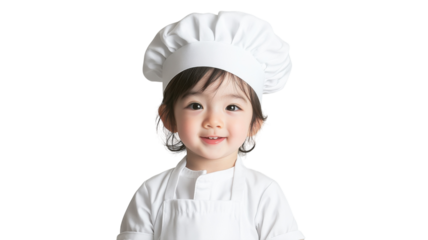 Adorable Child Dressed as a Chef with Tiny Apron Perfect for Cooking-Themed Events and Children's Parties.