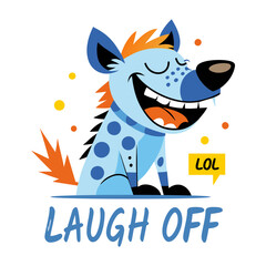 A flat style sticker of laugh off hyena 