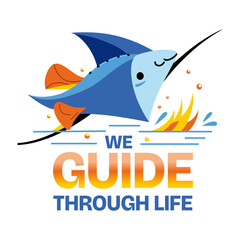 Comic style sticker of stingray with typography 
