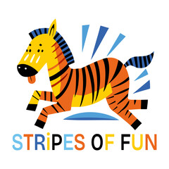 Cute zebra with text flat style sticker
