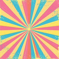 Retro Style Concentric Line Burst Background in Pastel Colors for Comics and Pop Art Design