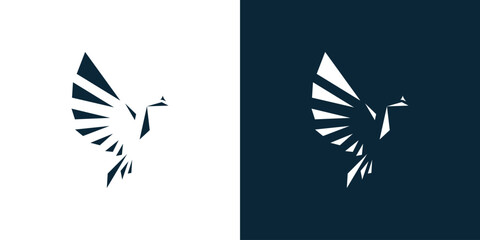 Abstract logo of triangle arrangement of flying bird shape, abstract bird logo