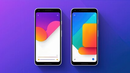 A professional photograph featuring three smartphones with bright, eye-catching displays. The image emphasizes the aesthetic appeal and advanced features of modern mobile devices, set against a clean