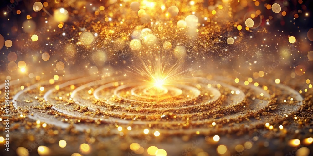 Poster a shimmering golden background with a burst of light and a soft focus, perfect for celebration or a 