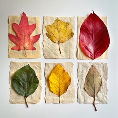 preparations for autumn craft with kids. Herbarium from dried leaves. Learning children at home, fall nature collage.