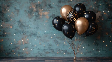 Black & Gold Balloons Party Decor Background