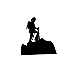 Rock climbing mountain silhouette