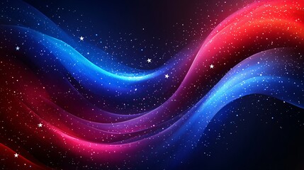 Cosmic Nebula: Red & Blue Galaxy Waves